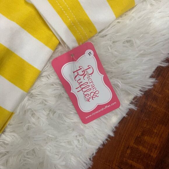 Ricrac & Ruffle girls yellow stripe long sleeve romper size 3T - Picture 5 of 7